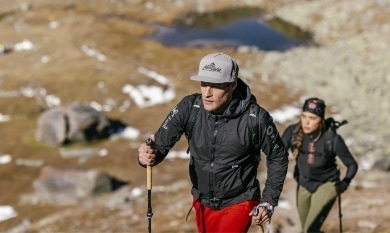 Wanderer in Berglandschaft